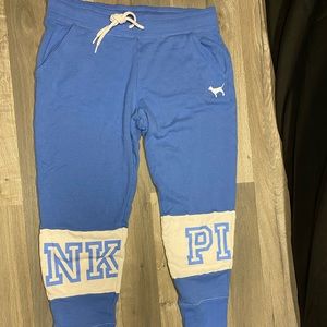 NWOT Baby Blue PINK University Joggers size L